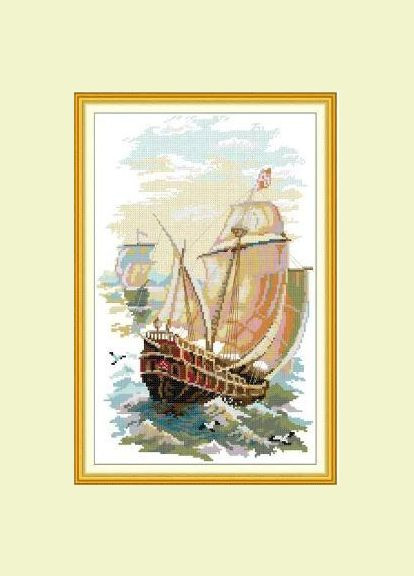 Набор для вышивания по нанесённой на канву схеме "Sail away". AIDA 14CT printed 29*43 см Joy Sunday (313613040)