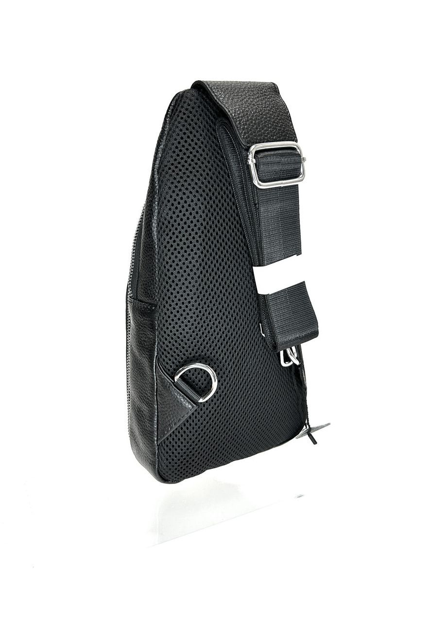 Чоловіча нагрудна сумка з натуральної шкіри 66123-8 чорна 29 х 15 х 6 No Brand (372744618)