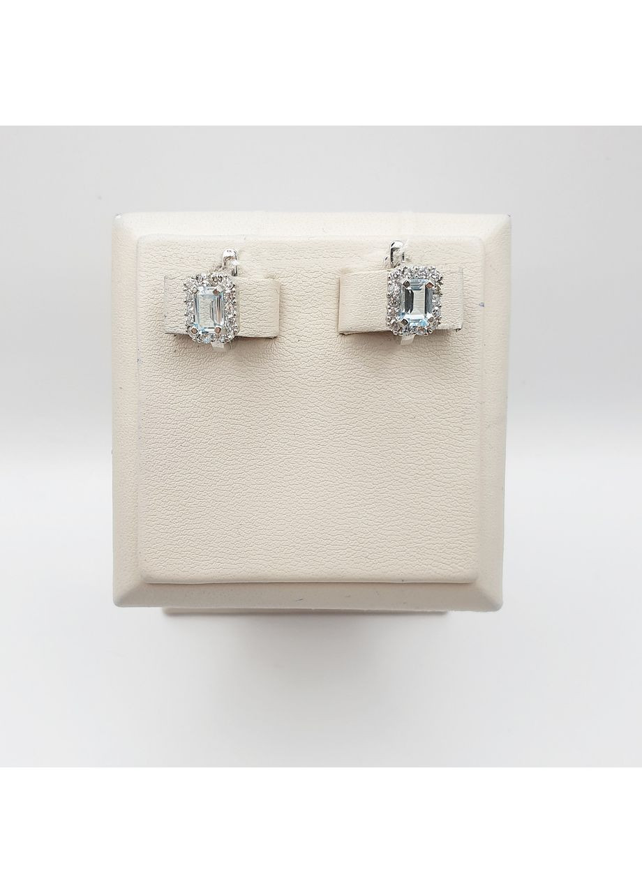 Сережки срібні з блакитним топазом 2,97 г No Brand (369737208)