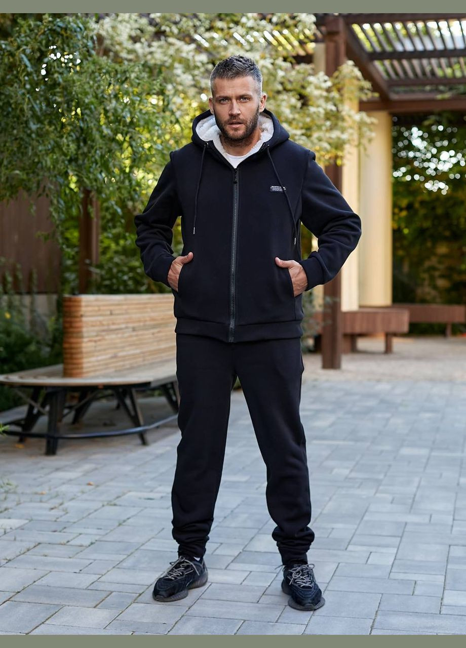 Мужской теплый спортивный костюм цвет черный New Trend (304991247)