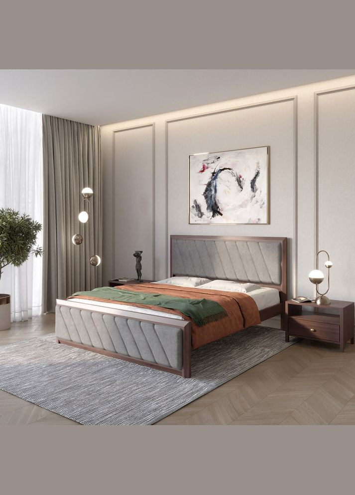 Односпальне дерев'яне ліжко Барселона Б6 /Аляска 93 (Сірий) 80х190 см (MBG-14376) Mebigrand (366084118)