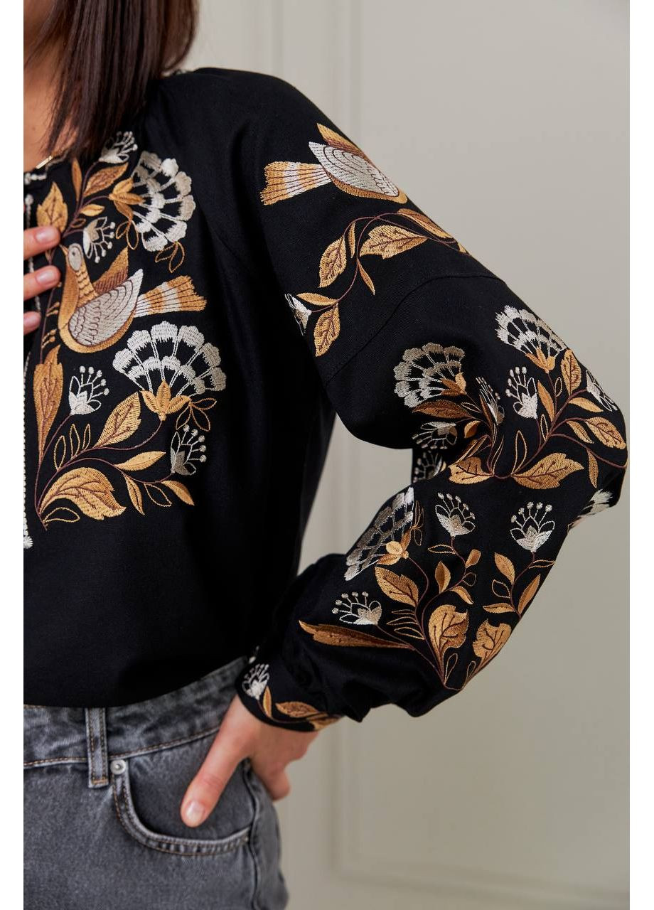 Чёрная женская вышиванка "птицы" PanyankaVyshyvanka (349723814)