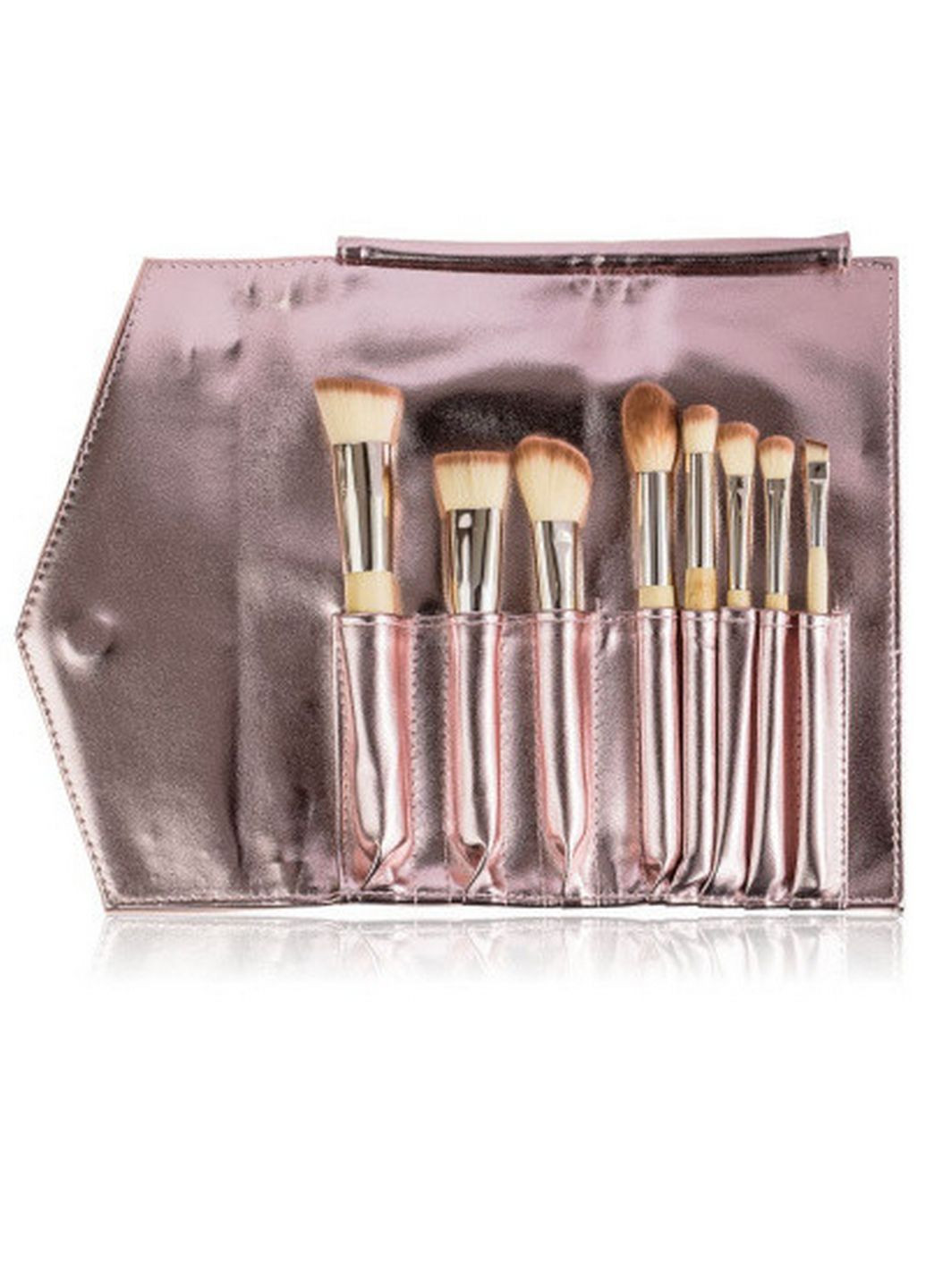 Комплект кисточек для макияжа из 8 инструментов в розово-серебристом клатче mb-295 MaxMar (282592987)