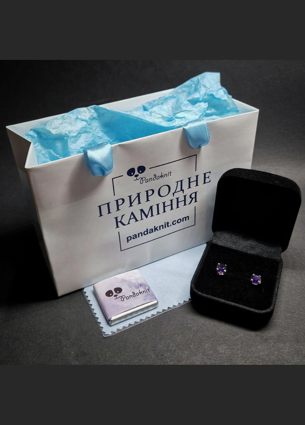 Серебряные серьги пусеты женские с натуральными камнями аметистами Серьги ручной работы No Brand (378083338)