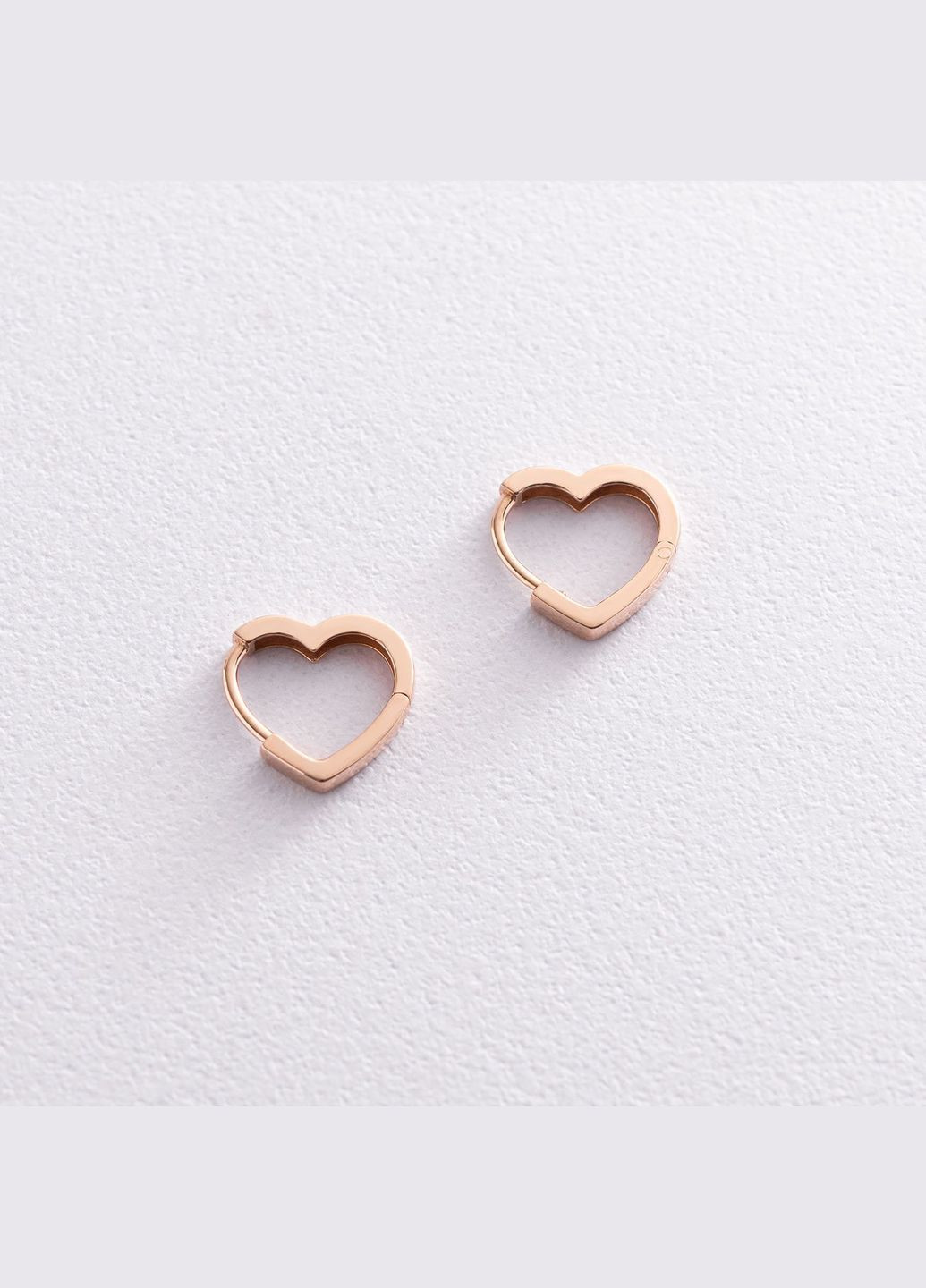 Сережки Сердечки в червоному золоті с07423 Oniks (264023065)