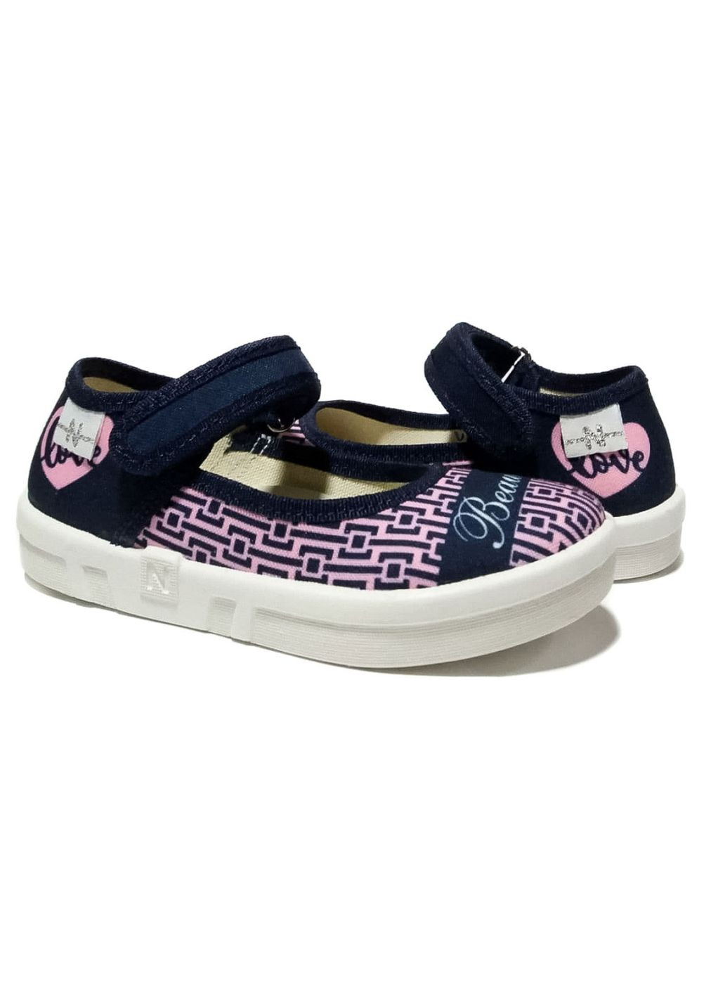 Капці Diana beau для дівчаток синьо-рожеві, текстиль. Розмір Waldi (367166617)