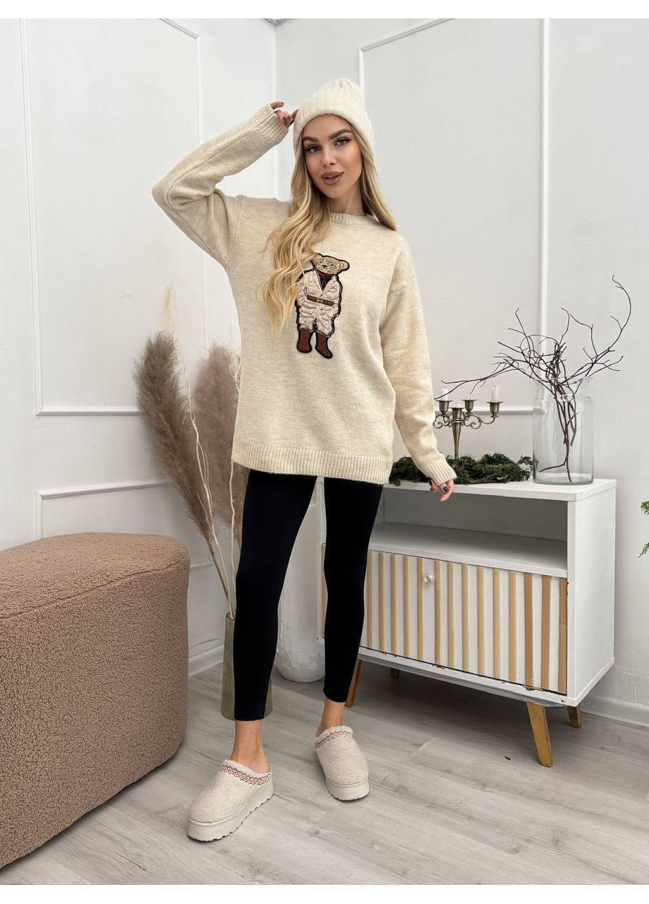 Бежевий демісезонний светр з ведмедиком – замір в описі GD/GL Модний простір
