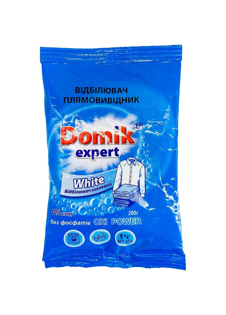Відбілювач плямовивідник для білих тканин, 200 г Domik Expert (331787749)