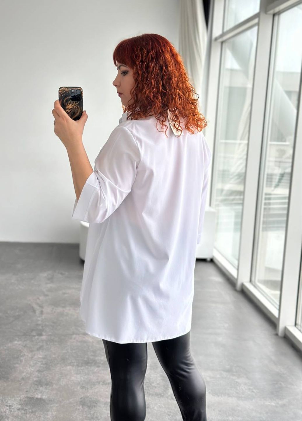 Белая повседневная блуза-туника из софта No Brand