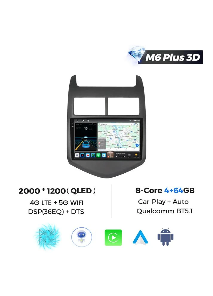 Штатна магнітола M6 Plus Chevrolet Aveo (2011-2015) M6 Plus 360° 2k 4Gb+64Gb CarPlay QleD Mekede (384258979)