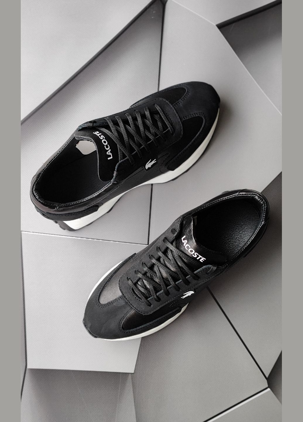 Черно-белые всесезонные женские кроссовки лакоста (lacosta) черные 36-41 No Brand