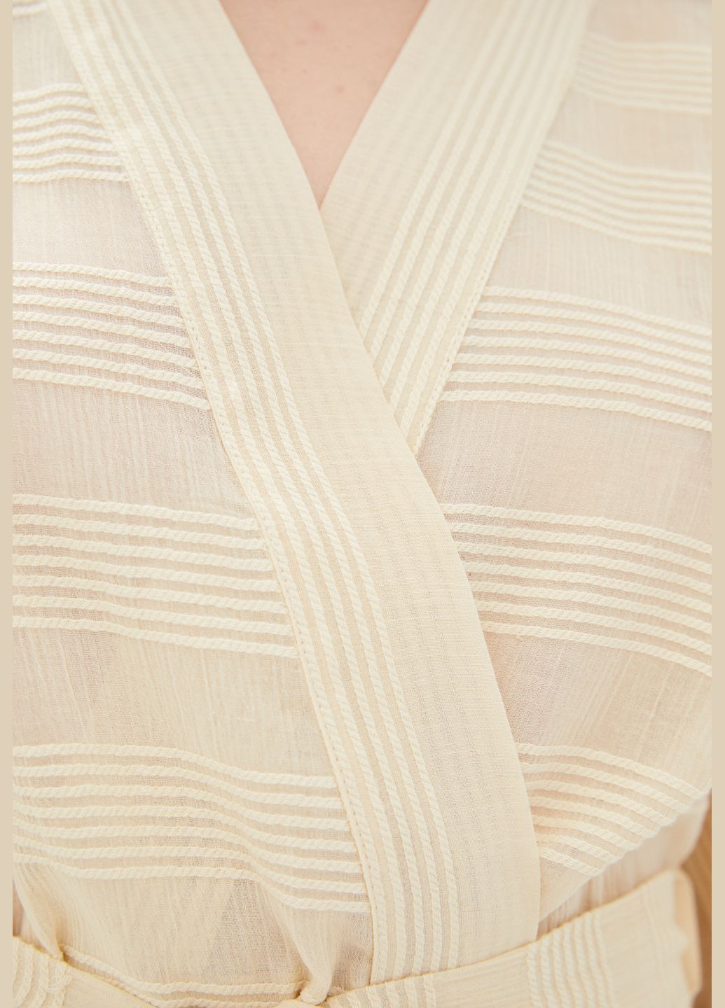 Халат кимоно песочного цвета из фактурного хлопка. ORA (278643229)