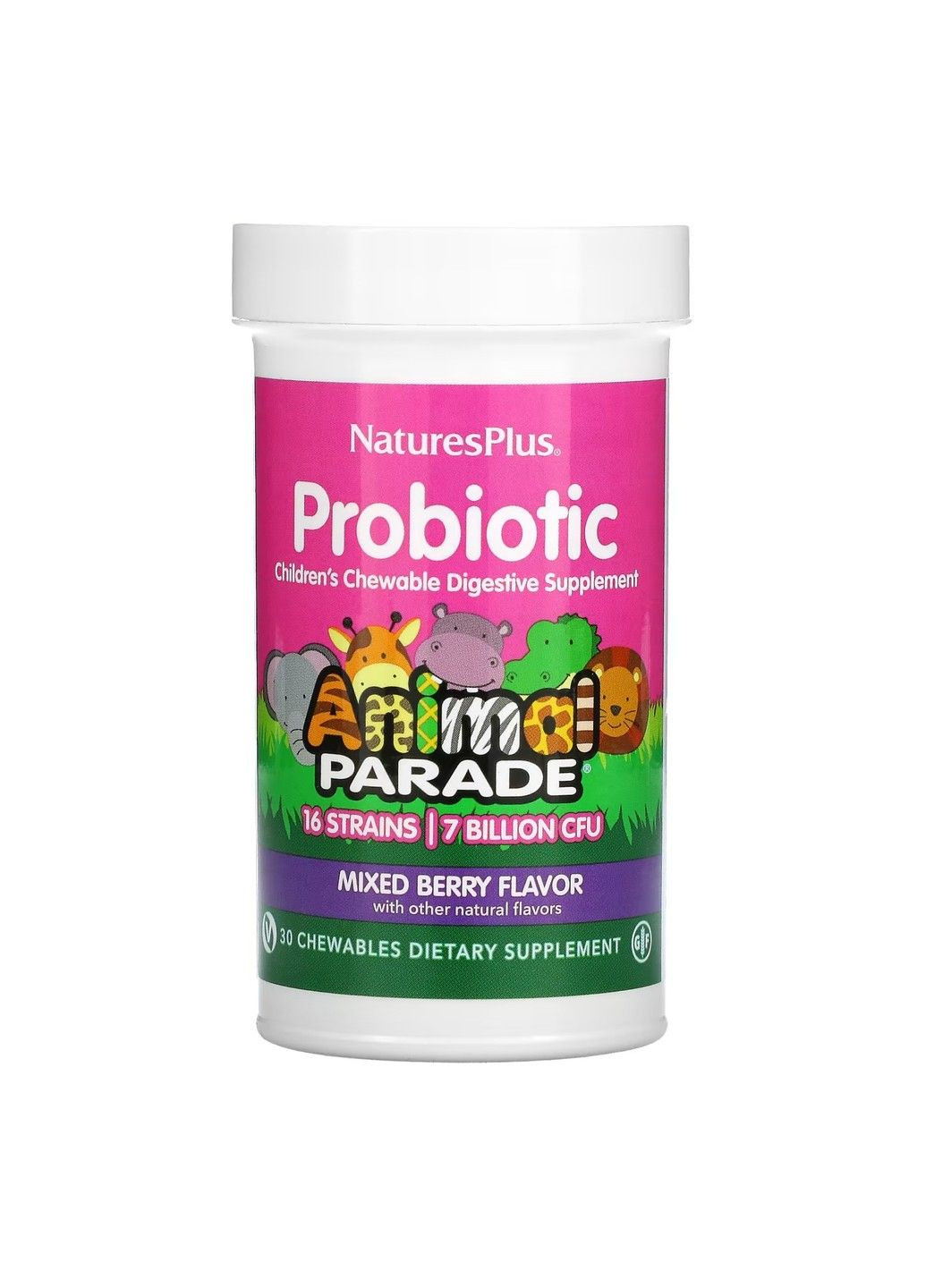 Детский Жевательный Пробиотик Probiotics Bi-Layer Chewable 7 млрд. – 30 жевательных таб. Nature's Plus (285718705)