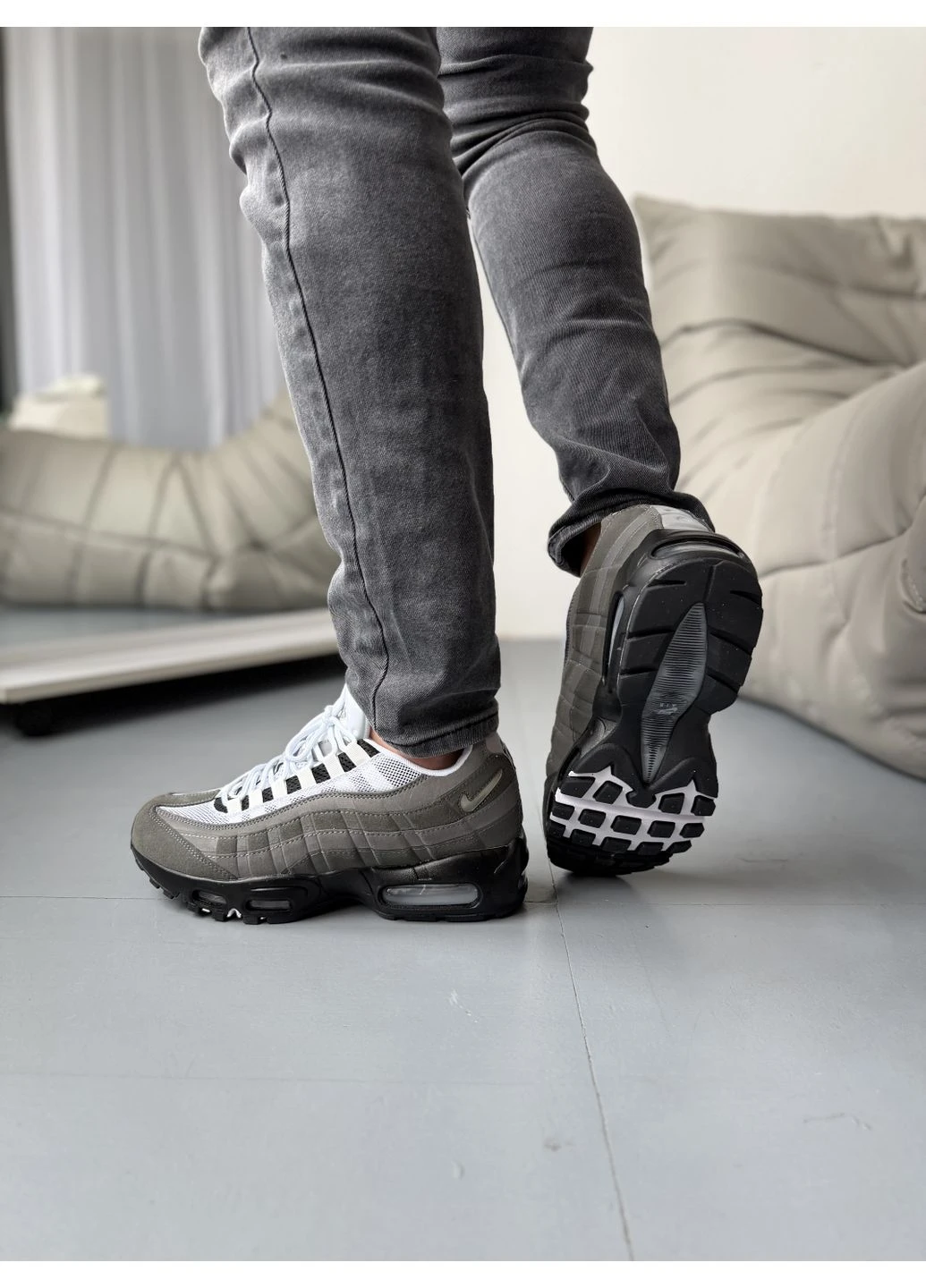 Білі літні кросівки nike air max 95 dark grey white найк аір макс 95 No Brand