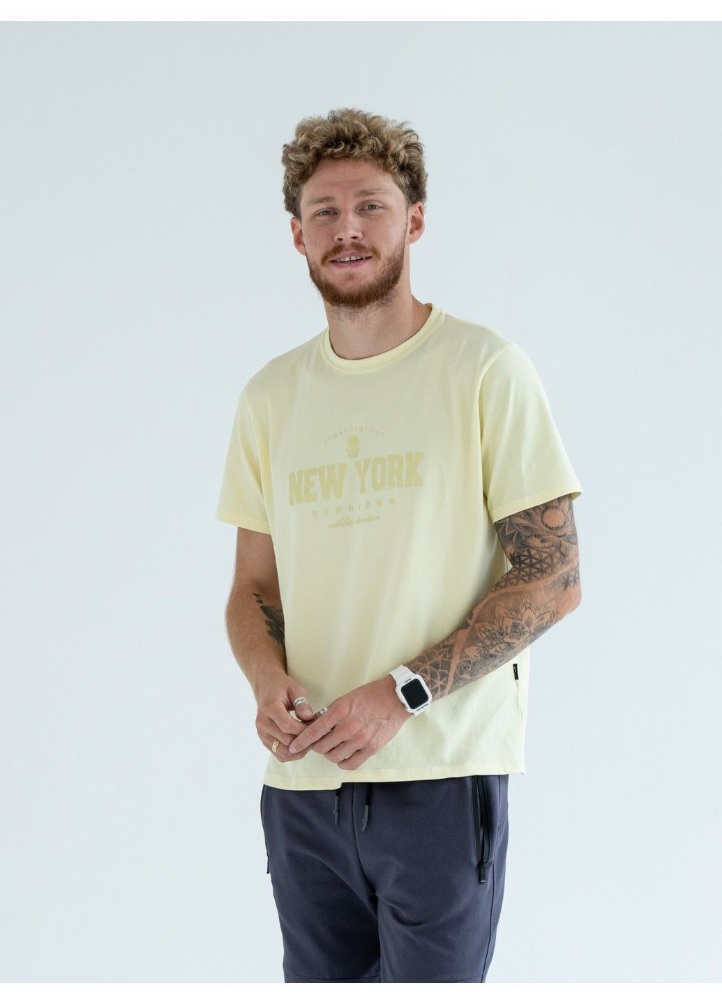 Желтая мужская футболка new york лимонная Teamv