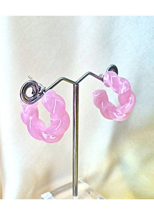 Серьги бижутерия акриловые Розовые No Brand (392303681)