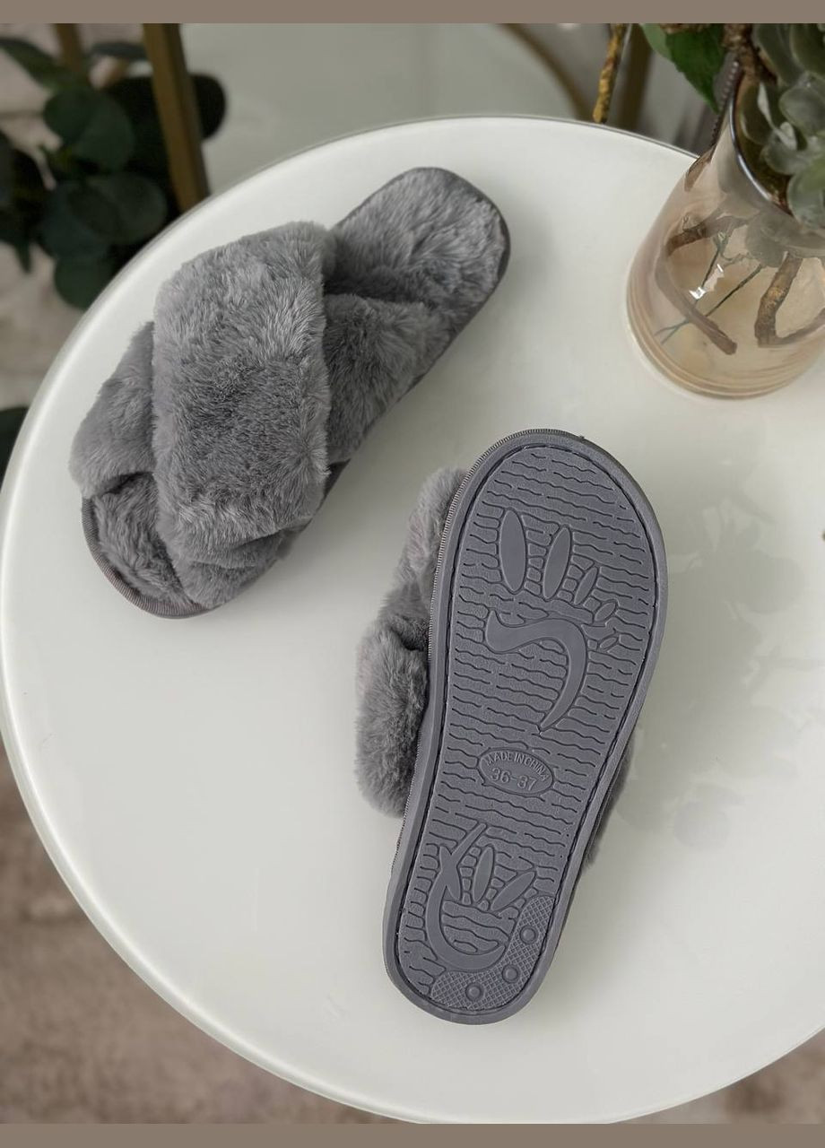 Серые тапочки комнатные No Brand