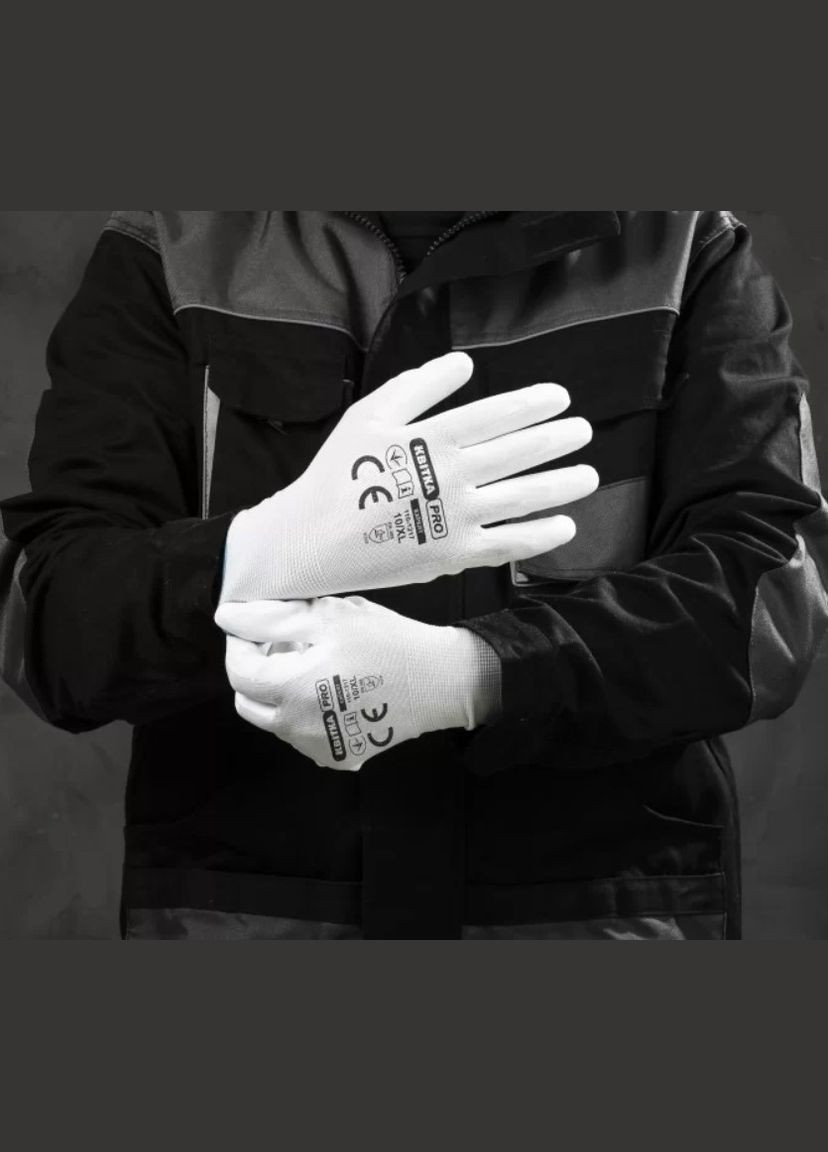 Защитные перчатки ЦВЕТОК PRO Sensitive Expert (L/) cтрейчевые с полиуретановым покрытием 1 пара (24674) КВІТКА (315890356)