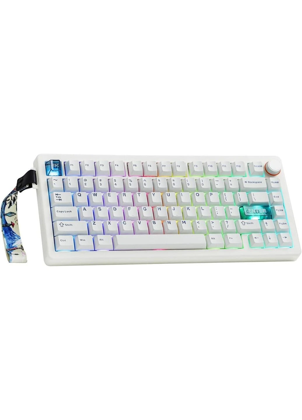 Механічна ігрова клавітура QK75 White 4000mAh, 75%, Hot-Swap, RGB, 2.4GHz/Bluetooth/USB Cidoo (400734987)