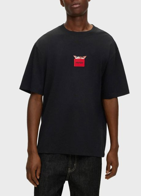 Черная мужская футболка hugo boss hugo gremlins с нашивкой-лого размер l черный с коротким рукавом No Brand