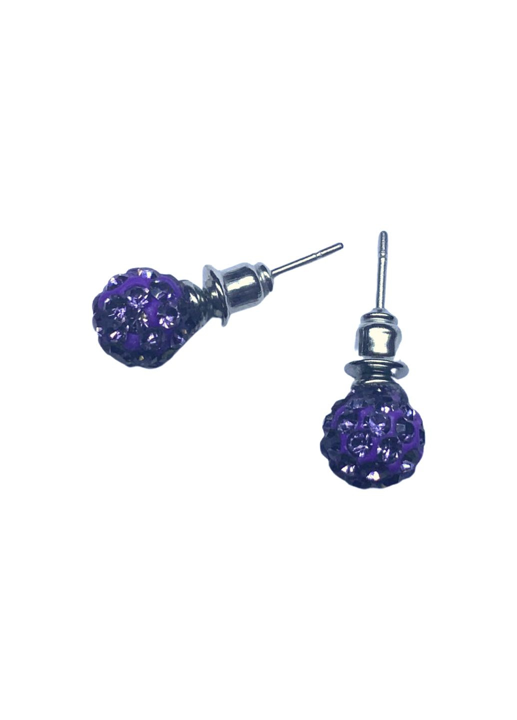 Сережки со стразами Шамбала гвоздики фиолетовые Ø7мм/2шт FROM FACTORY CRE (335397835)
