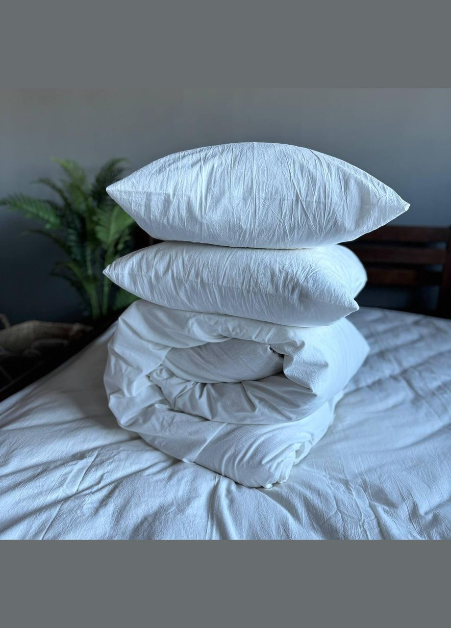 Постельное белье Washed Cotton Однотонный Двуспальный 180 x 220 Вареный хлопок Молочная 50 х 70 No Brand (307361410)