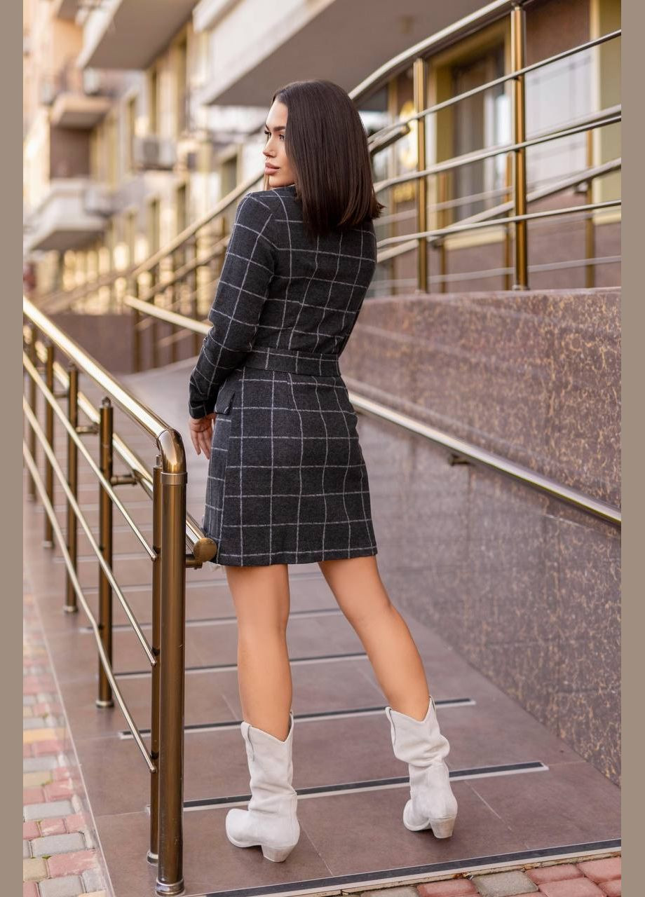 Черное деловое, повседневный платье-пиджак платье-жакет Украина в клетку