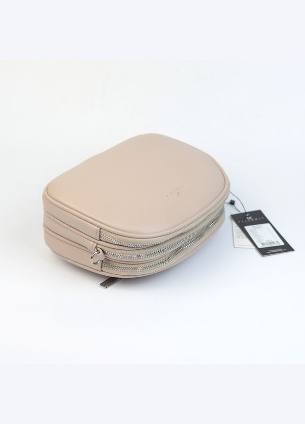 Бежева жіноча маленька овальна сумка крос боді на три відділення Alex&Mia (338182404)