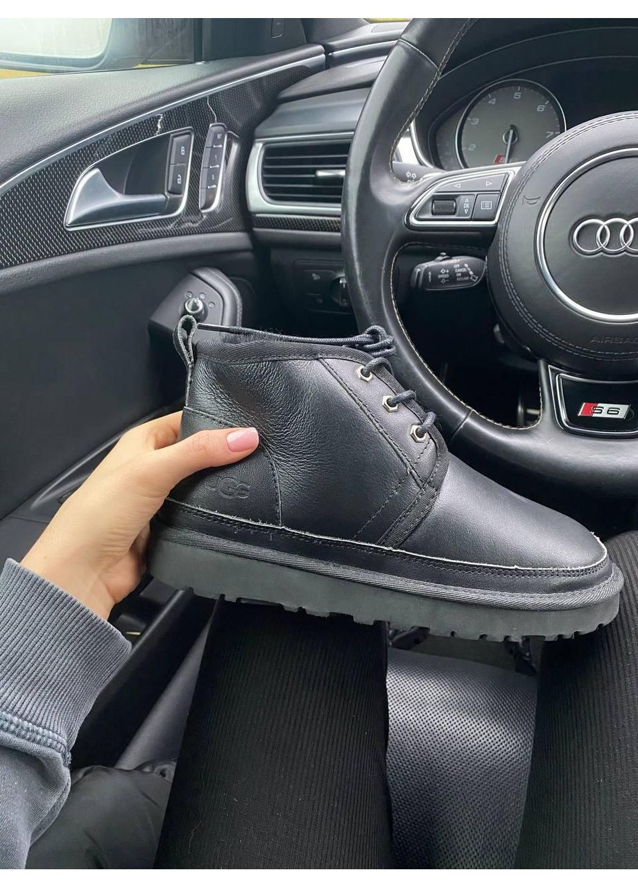 Черные угги ugg neumel leather black (кожа) No Brand