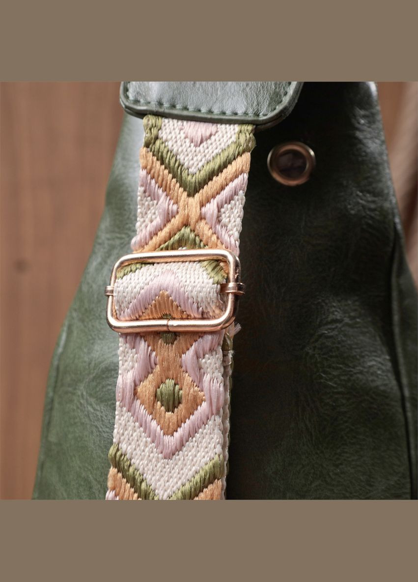 Трендовая женская слинг сумка через плечо из экокожи 22755 Зеленый Vintage (331907985)