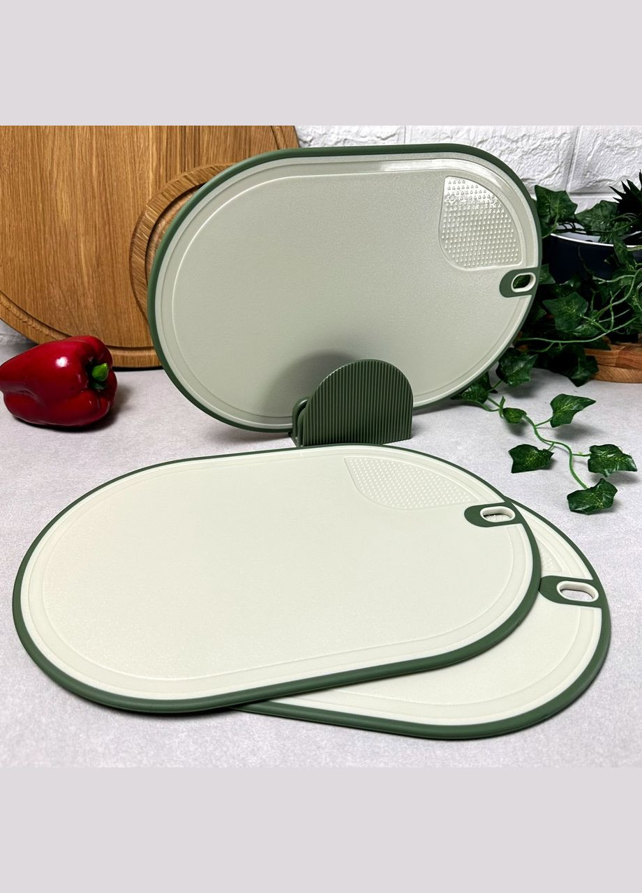 Набор Зелёных разделочных кухонных досок 3 шт на подставке No Brand (304546889)