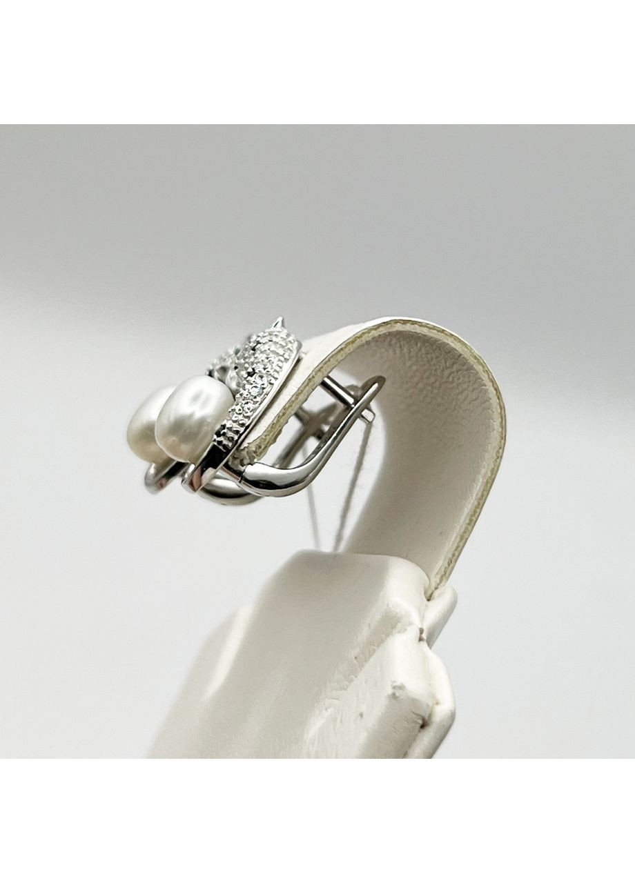 Сережки срібні з перлами "Леопард" 5,14 г No Brand (369737718)