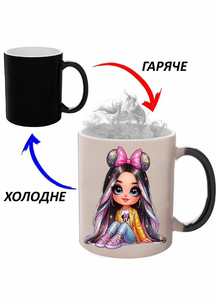 Чашка хамелон (кухоль, горнятко) із дитячим малюнком #071 Чорна 330 мл No Brand (323470745)