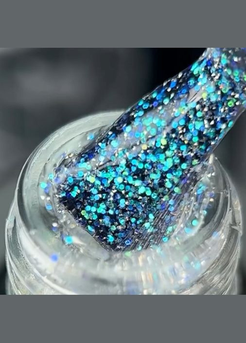 Professional Top Crush 08 з кольоровими мерехтливими блискітками, топ без липкого шару. Топ з з бірюзово-блакитним блиском Saga (342376367)