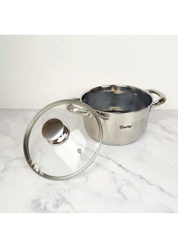 Кастрюля с крышкой ForСe GT-1107-24 24 см 6.1 л серебристая Gusto (335972866)