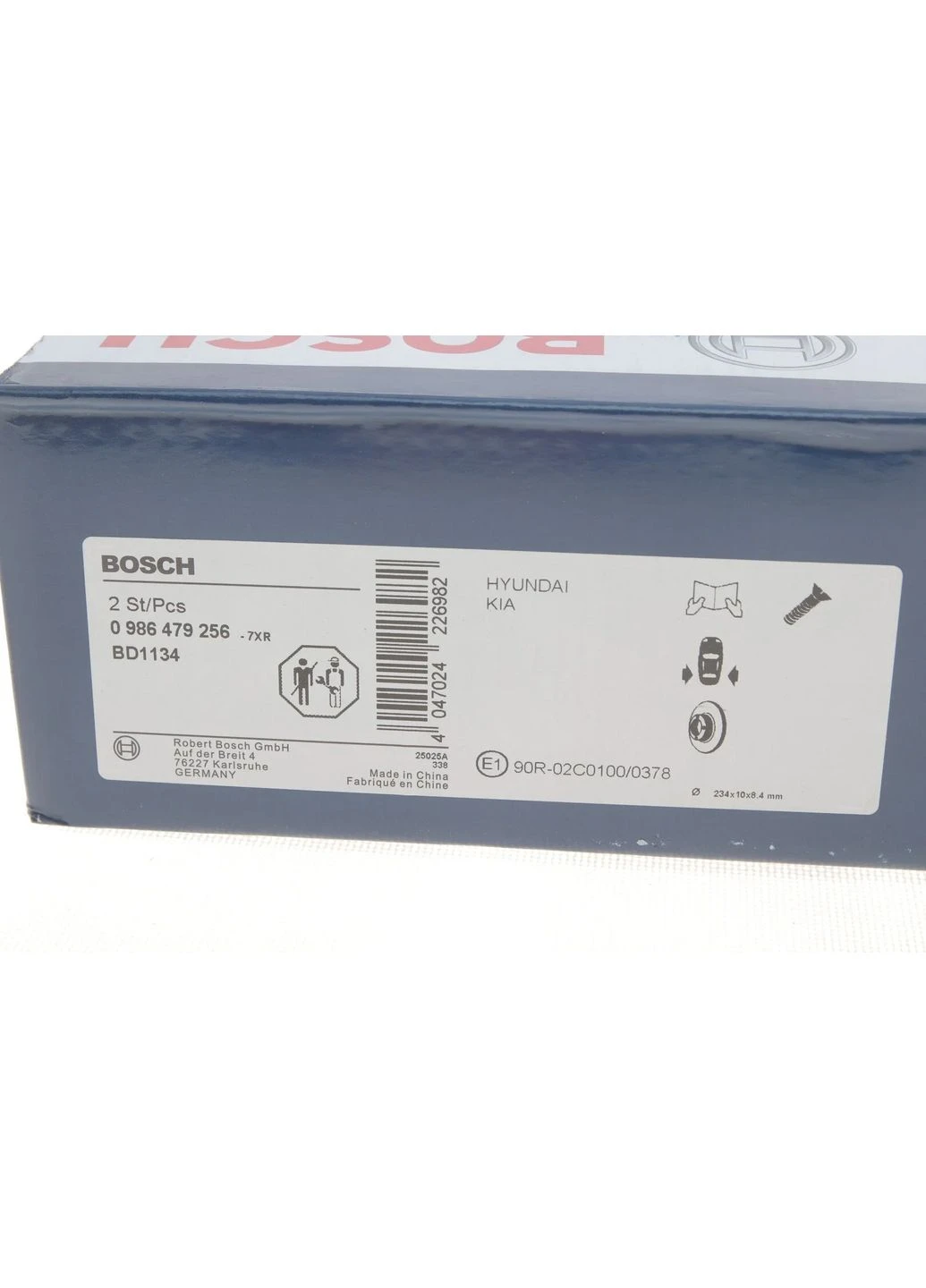 Диск гальмівний (задній) Hyundai i10 08-17/Kia Picanto 04- (234x10) 0 986 479 256 UA63 Bosch (366162496)