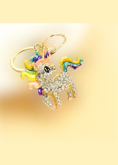 Оригинальный Креативный Модный Шикарный брелок подвеска в виде радужный Единорог с кристаллами стразами No Brand (281548066)