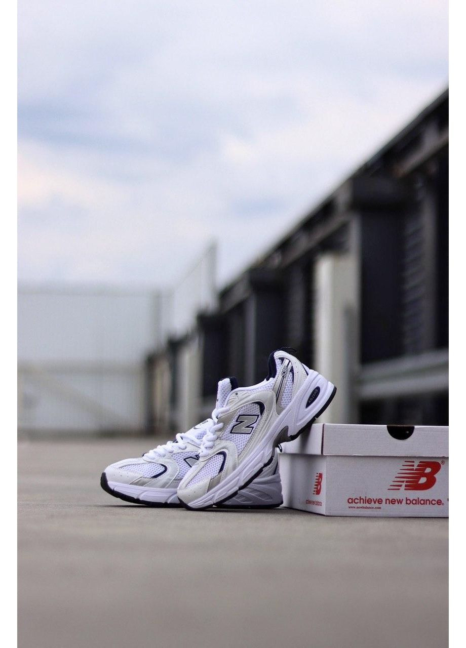 Білі Осінні кросівки чоловічі new balance 530 white silver navy blue нью беланс 530 No Brand