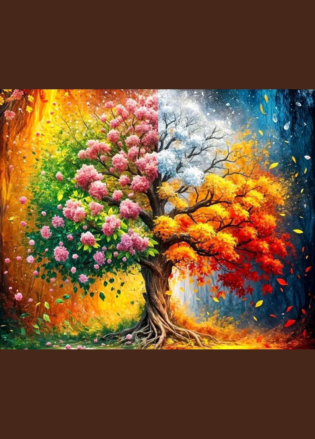 Набір алмазної мозаїки НА підрамнику АЛМр-246 "Дерево, пори року", 40*50см АлМазка (325480943)