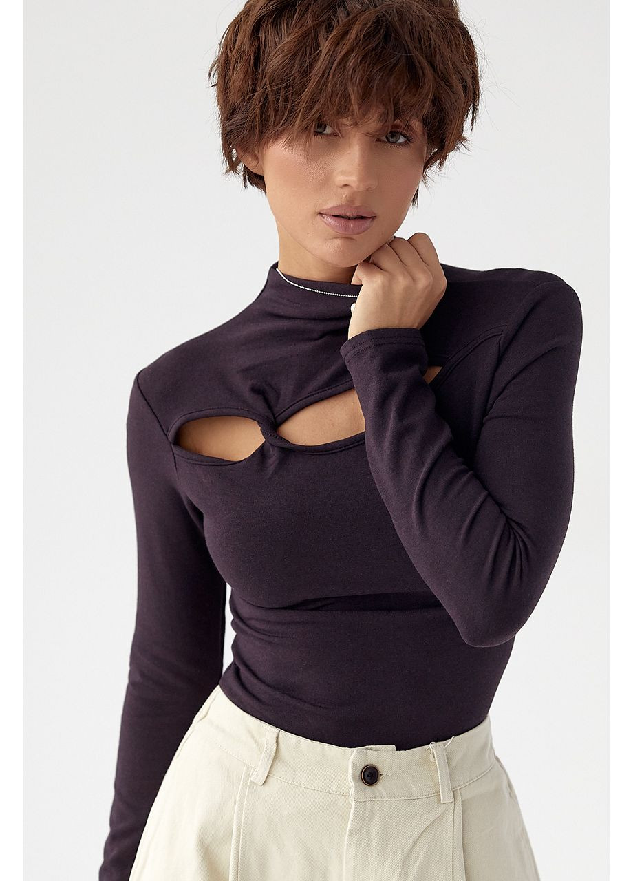 Трикотажный однотонный лонг с переплетом Lurex (370395943)