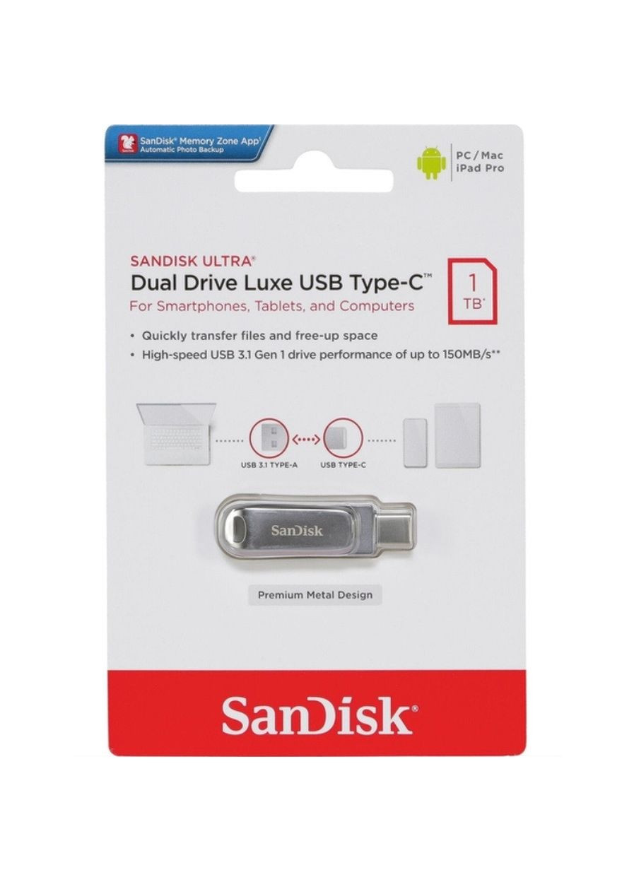 Флеш-накопитель USB 3 1 Ultra Dual Luxe Type-C 1TB (150 Mb/s) SanDisk (370613576)