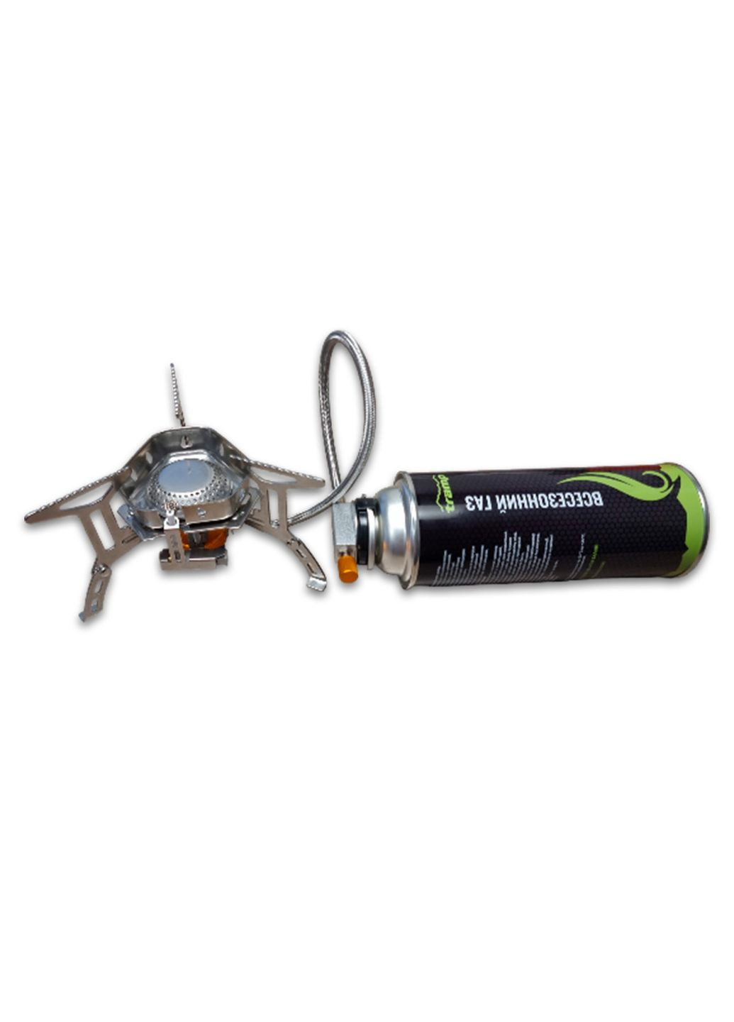 Горелка туристическая газовая в кейсе из нержавеющей стали с пьезоподжигом под цанговый баллон No Brand (340689008)