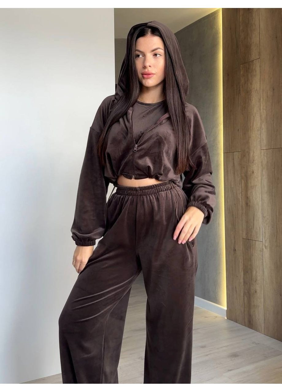 ✨ Костюм трійка з велюру плюш — комфорт + стиль в одному образі ✨Ознайомтесь з розмірною сіткою GD/GL Модний простір (364967284)