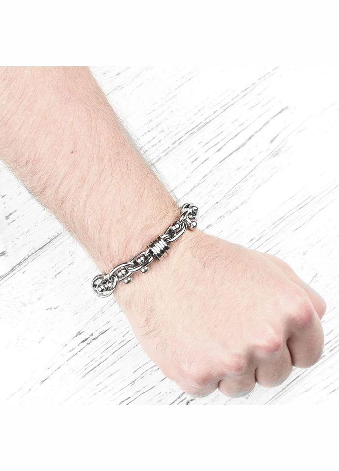 Мужская браслет-цепь SSBQ-3039 из стали оригинального плетения. Spikes (334000138)