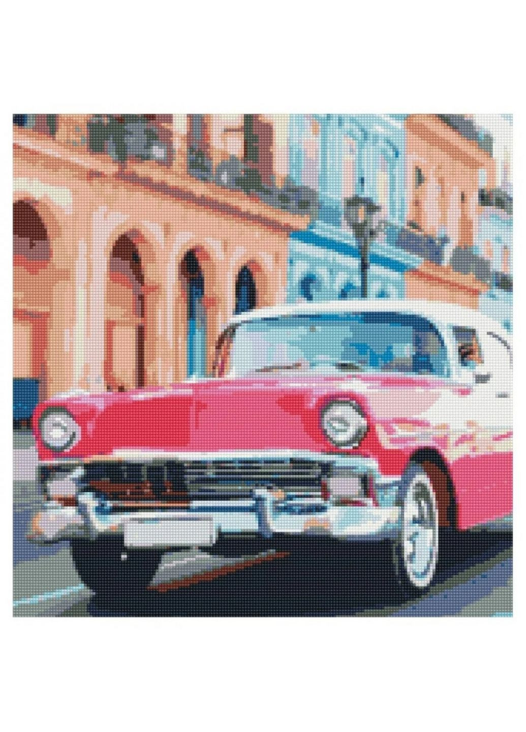 Діамантова мозаїка "Рожевий автомобіль Гавані" 50х50 см Strateg (279325806)