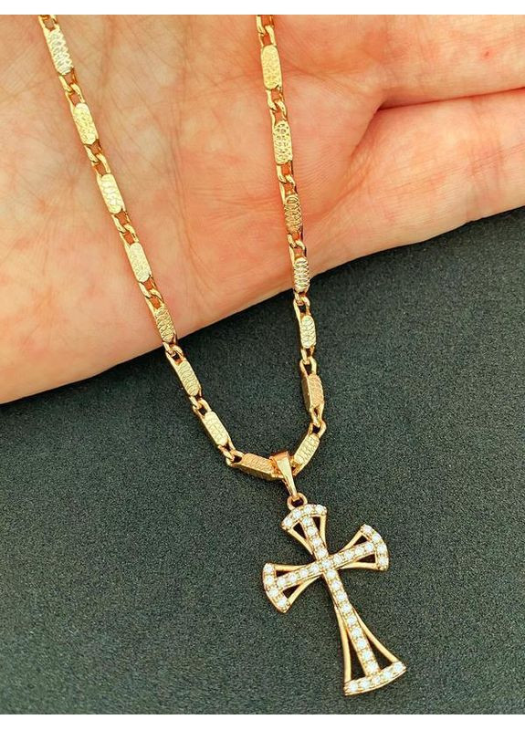 Позолоченная Цепочка 50см + Крестик. Позолота No Brand (360543633)