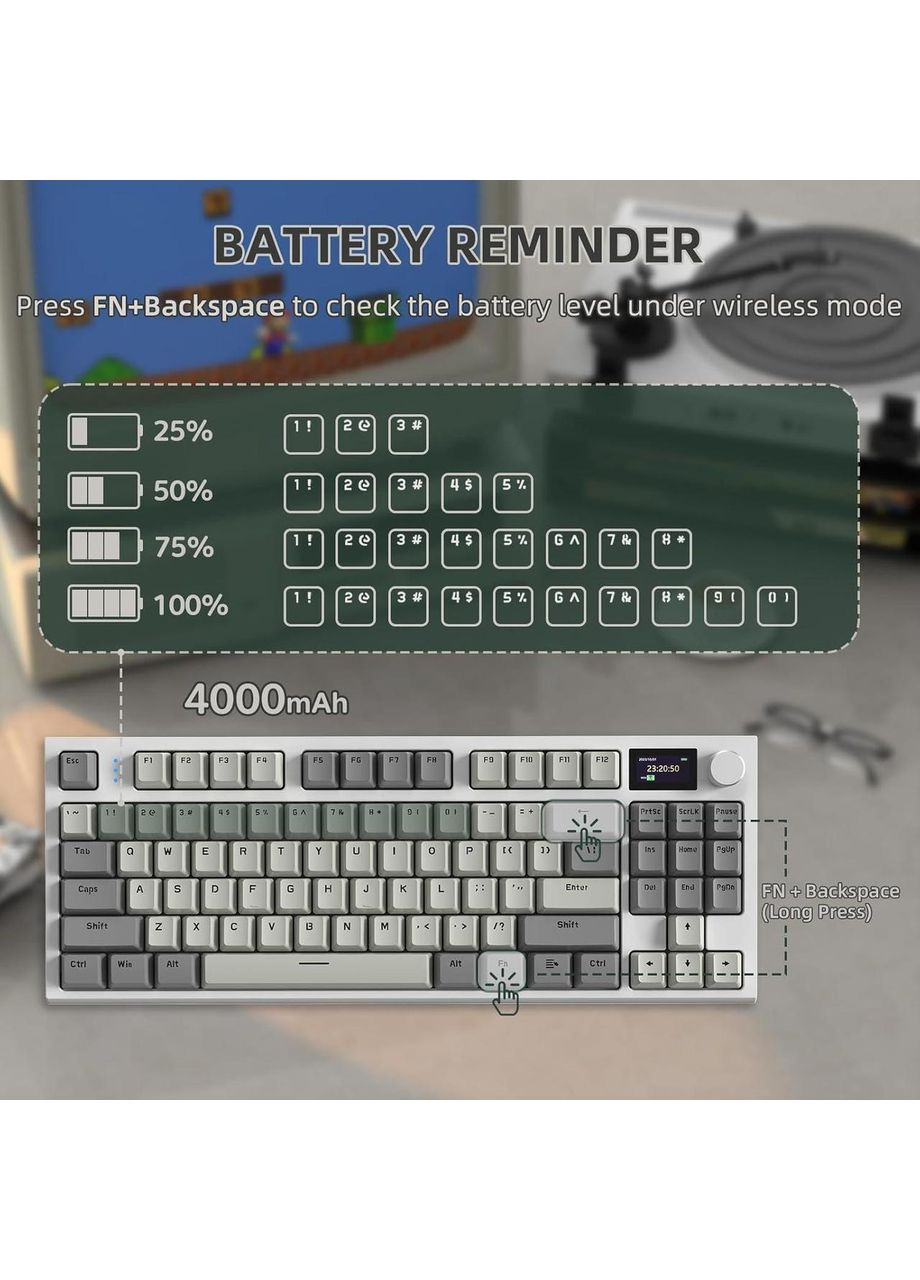 Ігрова Бездротова Механічна Клавіатура K86 Grey ATTACK SHARK (370202767)