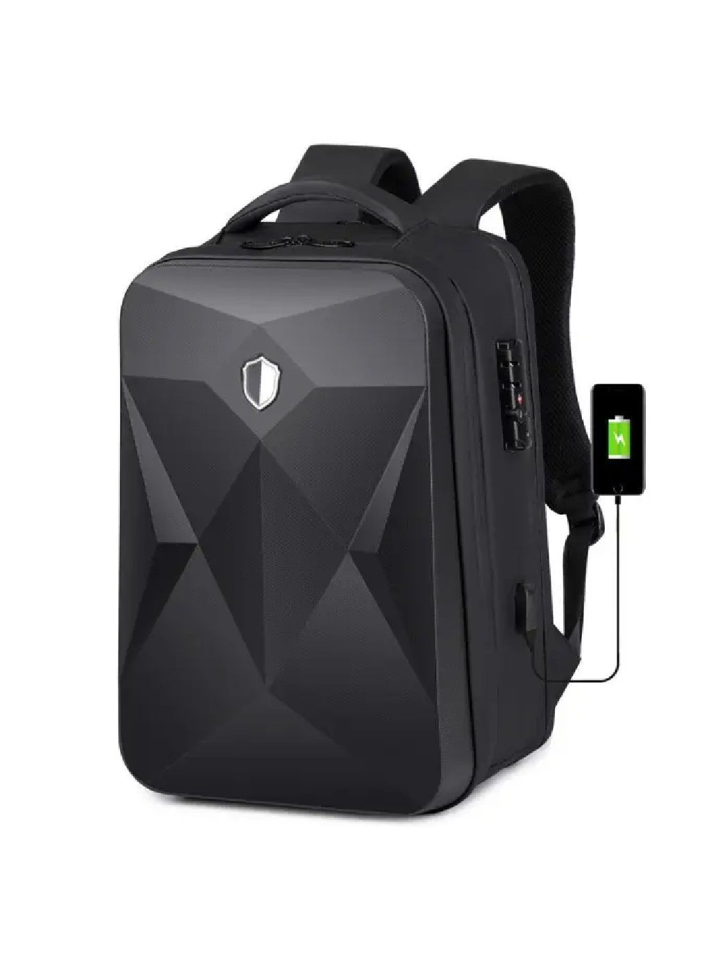 Рюкзак городской с кодовым замком карманом для ноутбука 17 дюймов выходом для USB провода 46х31х22 см (477612-Prob) Черный Unbranded (298399344)