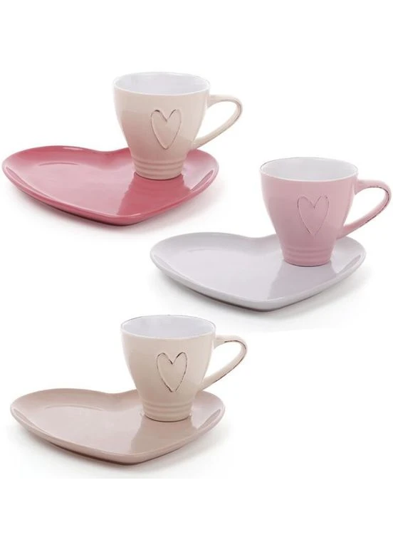 Чайная подарочная пара Shabby Chic "Сердце" чашка 250мл с блюдцем BD344-087 Bona (303633766)