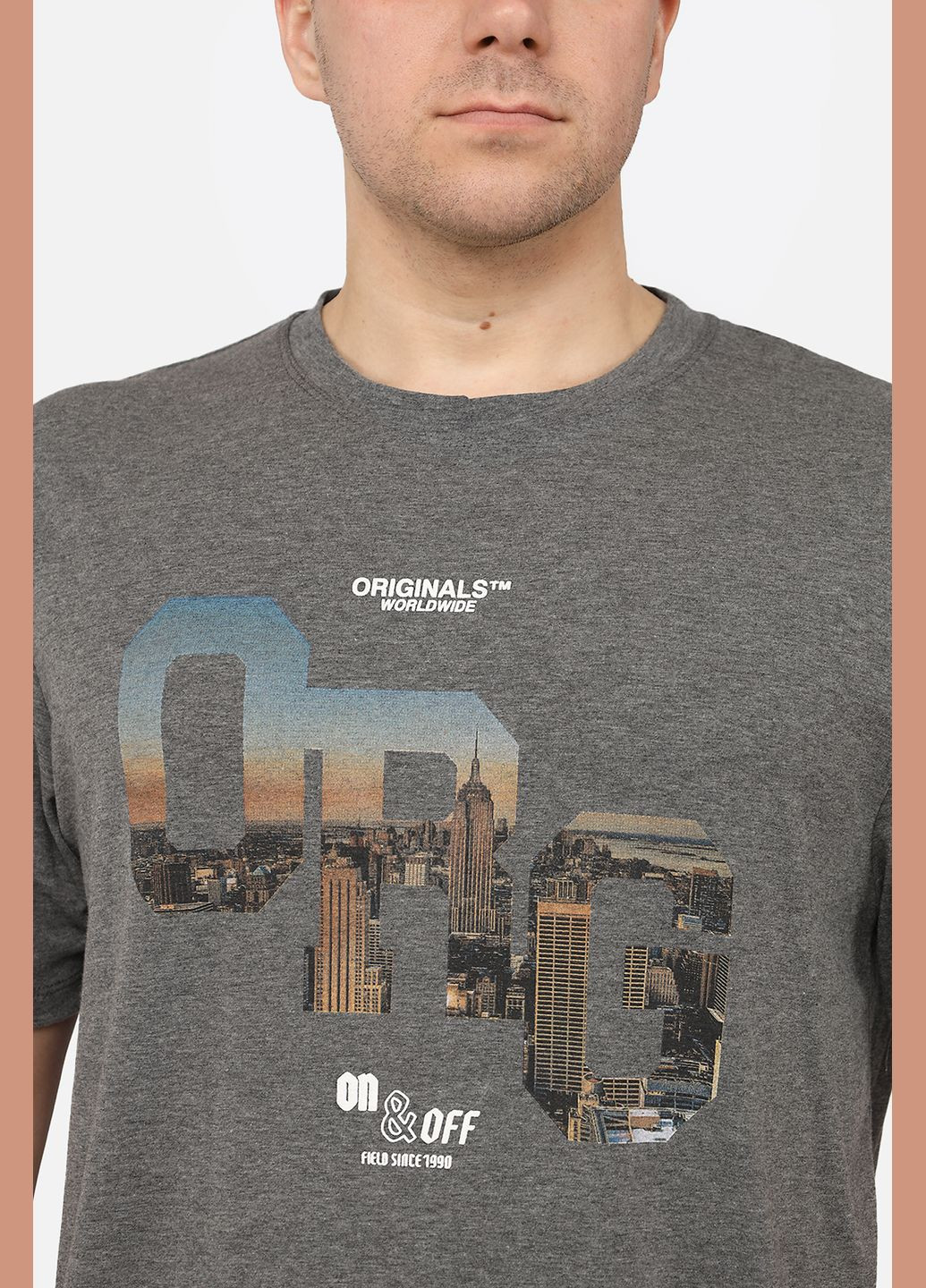 Темно-серая футболка с коротким рукавом мужская цвет темно-серый цб-00270042 Yuki